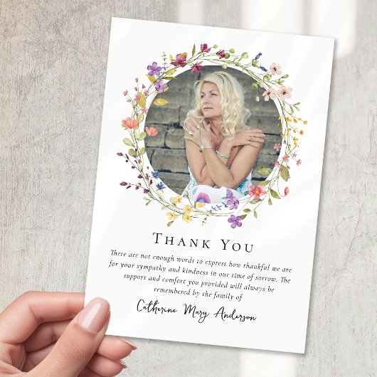 Foto van Floral Wreath Sympathy Funeral Memorial Bedankkaart