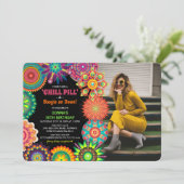 Foto van Flower Power 70, kleurrijk, Birthday Part Kaart (Staand voorkant)