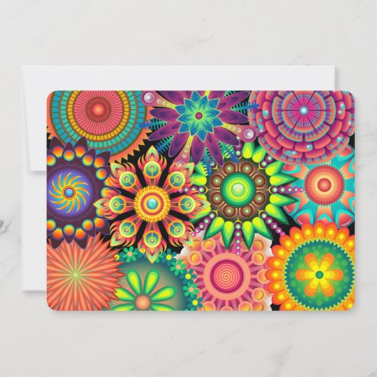 Foto van Flower Power 70, kleurrijk, Birthday Part Kaart (Achterkant)
