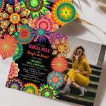 Foto van Flower Power 70, kleurrijk, Birthday Part Kaart<br><div class="desc">Stap terug in de tijd met onze groovy Flower Power 70's kleurrijke foto verjaardagsfeestje uitnodiging! De levendige flower power border straalt de klassieke hippie-sfeer uit, terwijl de gemakkelijk te personaliseren verjaardagsverjaardag sjabloon een leuke jaren 70-slang inademt. De kers op de top? Een foto van de verjaardagsviering voor die persoonlijke touch....</div>