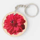 Foto van Flower Red Dahlia Sleutelhanger (Achterkant)
