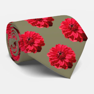 Foto van Flower Tiled Red Dahlia Stropdas
