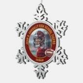 Foto van footballspeler op Maroon Gold High School Tin Sneeuwvlok Ornament (Rechts)
