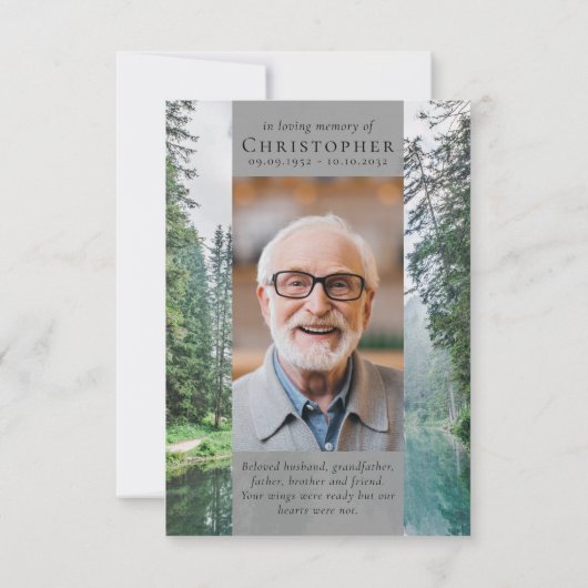 Foto van Forest Natuur Sympathy Funeral Memorial Bedankkaart (Achterkant)