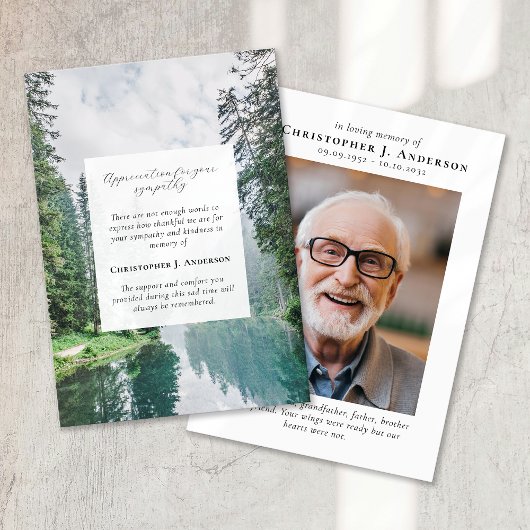 Foto van Forest Natuur Sympathy Funeral Memorial Bedankkaart