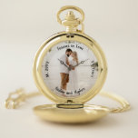 Foto van Forever in Love Wedding Jubileum Zakhorloge<br><div class="desc">Houd je belangrijke andere kant op met deze foto-verjaardagszorg met foto,  sentiment,  naam,  huwelijk en aantal gehuwde jaren. Composietontwerp per feestdag — Design.</div>