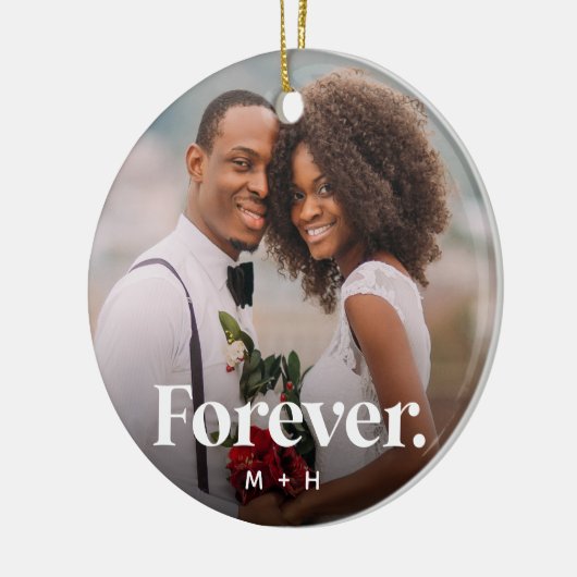 Foto van Forever Overlay Personalized Couples Keramisch Ornament (Links)