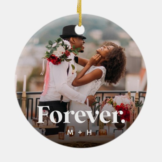 Foto van Forever Overlay Personalized Couples Keramisch Ornament (Achterkant)