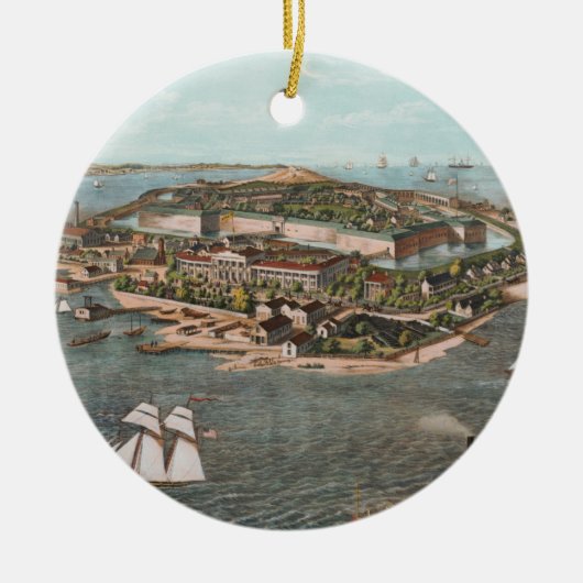  foto van Fort Monroe Virginia Keramisch Ornament (Voorkant)