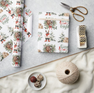 Foto van Franse Bulldog Kerstcadeaupapier Cadeaupapier