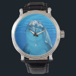 Foto van Friendly Dolphin Horloge<br><div class="desc">Foto van een vriendelijke dolfijn die de camera controleert.</div>