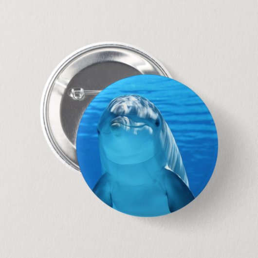 Foto van Friendly Dolphin Ronde Button 5,7 Cm (Voorkant /achterkant)