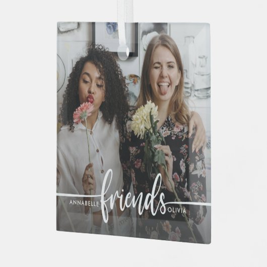 Foto van Friends Script Modern Glas Ornament (Voorkant links)