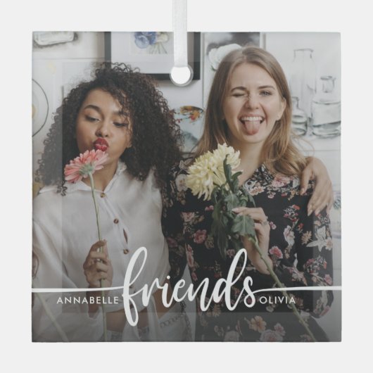 Foto van Friends Script Modern Glas Ornament (Voorkant)