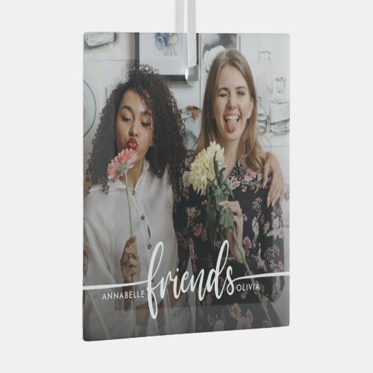 Foto van Friends Script Modern Glas Ornament (Voorkant Rechts)
