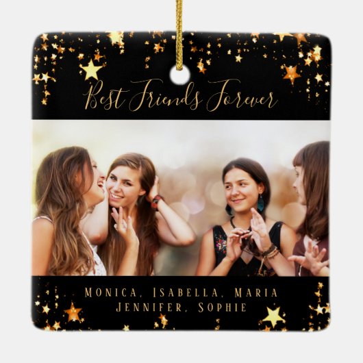 Foto van Friends voorgoed zwarte gouden sterren Keramisch Ornament (Achterkant)