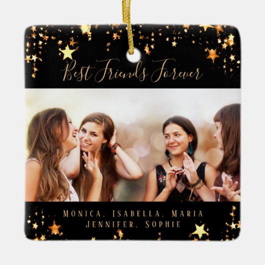 Foto van Friends voorgoed zwarte gouden sterren Keramisch Ornament (Voorkant)