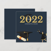 Foto van From Parents Royal Blue And White Graduat Feestdagenkaart (Voorkant / Achterkant)