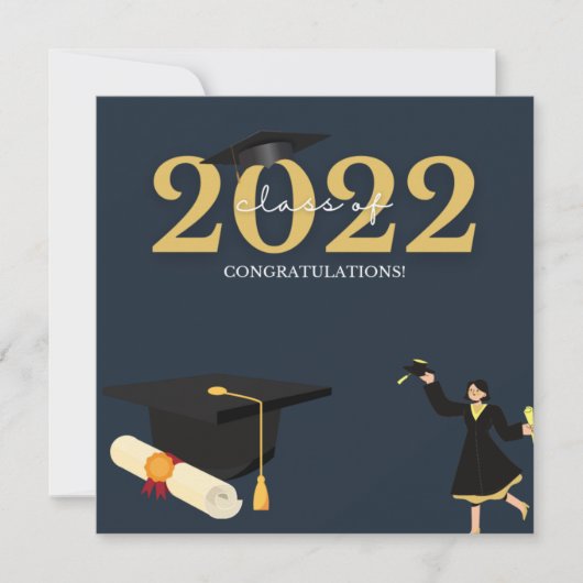 Foto van From Parents Royal Blue And White Graduat Feestdagenkaart (Voorkant)