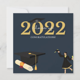 Foto van From Parents Royal Blue And White Graduat Feestdagenkaart