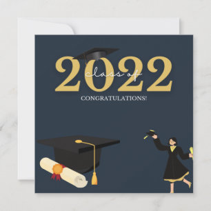 Foto van From Parents Royal Blue And White Graduat Feestdagenkaart