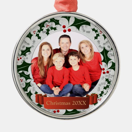 Foto van Frost en Holly Wreator Lijst Metalen Ornament (Voorkant)