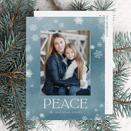 Foto van Frosted Peace Icy Blue Waterverf Feestdagenkaart