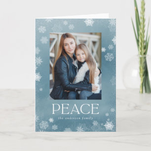 Foto van Frosted Peace Icy Blue Waterverf Holiday Feestdagen Kaart