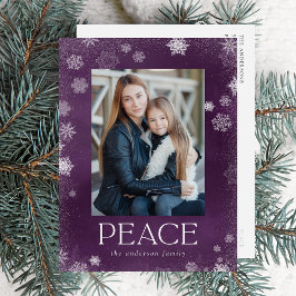 Foto van Frosted Peace Paars Waterverf Feestdagenkaart