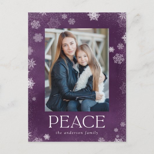 Foto van Frosted Peace Paars Waterverf Feestdagenkaart (Voorkant)