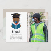 Foto van Fun Covid-19 African American Boy Afstude Aankondiging (Voorkant / Achterkant)