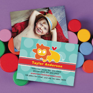 Foto van Fun Cute Cartoon Lion Colorful Kind Contactkaartje