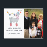 Foto van Fun Llama over de kerstfamilie Feestdagenkaart<br><div class="desc">Cute waterverf llamas kerstcadeau,  briefkaart dat aan uw specifieke wensen kan worden aangepast.</div>