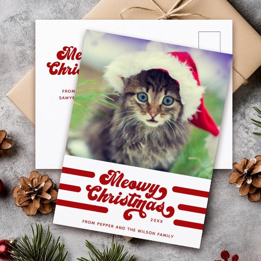 Foto van Fun Modern Meowy Kerstmis Briefkaart