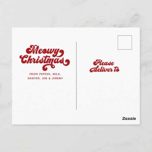Foto van Fun Modern Meowy Kerstmis Briefkaart (Achterkant)