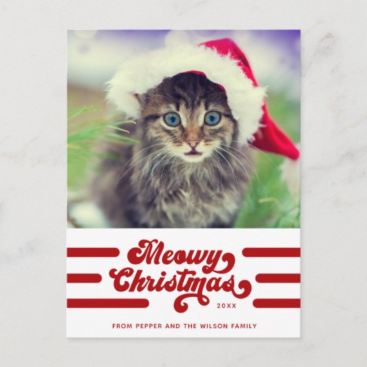 Foto van Fun Modern Meowy Kerstmis Briefkaart (Voorkant)