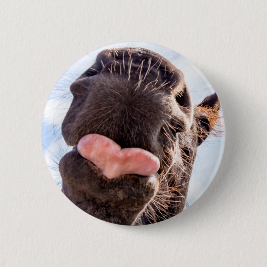 Foto van Funny Horse Lick Ronde Button 5,7 Cm (Voorkant)
