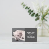 Foto van Funny White Dog met Tail op Face Grey Visitekaartje (Staand voorkant)