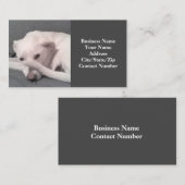 Foto van Funny White Dog met Tail op Face Grey Visitekaartje (Voorkant / Achterkant)