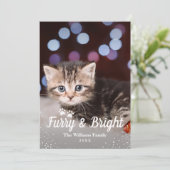 Foto van furry en Bright Kerstmis Feestdagenkaart (Staand voorkant)