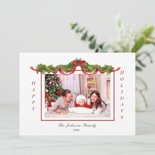 Foto van Garland en Bows Holiday Aankondiging (Staand voorkant)