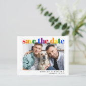 Foto van Gay Wedding Rainbow Save the Date Aankondigingskaart (Staand voorkant)