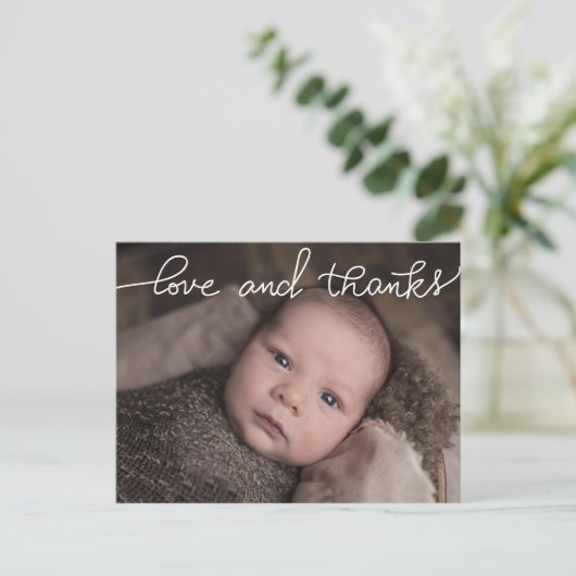 Foto van geboortebekendmaking Liefde en Bedankt Aankondigingskaart (Staand voorkant)