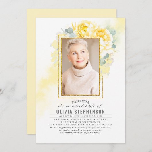 Foto van geel floral Faded Foliage Kaart (Voorkant / Achterkant)