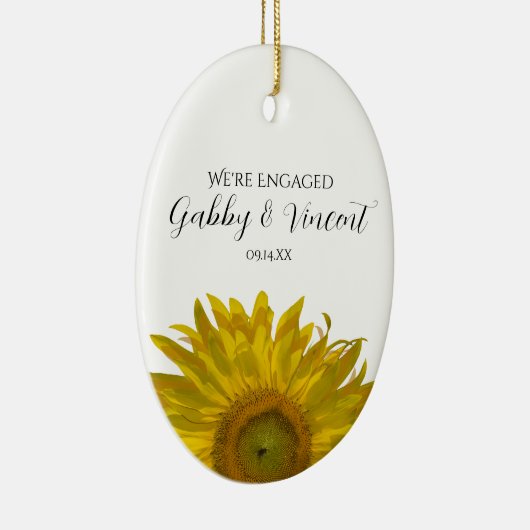 Foto van Geel Zonnebloem Verloving Keramisch Ornament (Rechts)