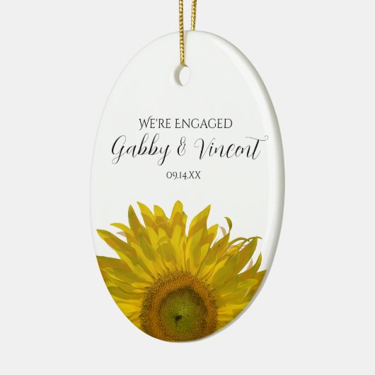 Foto van Geel Zonnebloem Verloving Keramisch Ornament (Links)