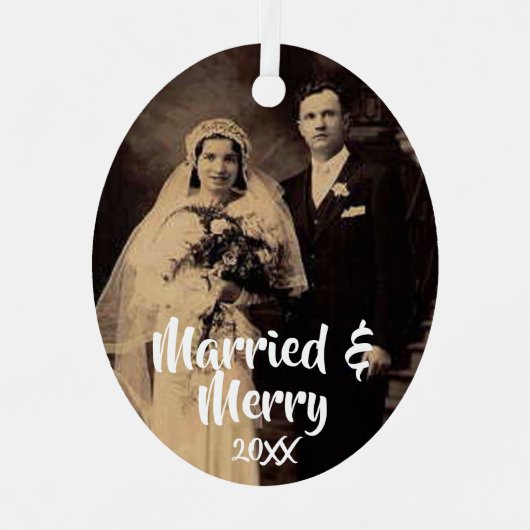 Foto van gehuwd en gezellig metalen ornament (Voorkant)