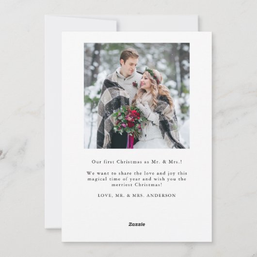 Foto van gehuwd en helder whimsical feestdagenkaart (Achterkant)