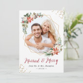 Foto van gehuwde en Merry Modern Geometric Pas get Feestdagenkaart (Staand voorkant)