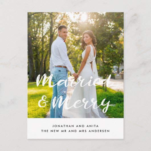 Foto van gehuwde en Merry Passen getrouwd Briefkaart (Voorkant)